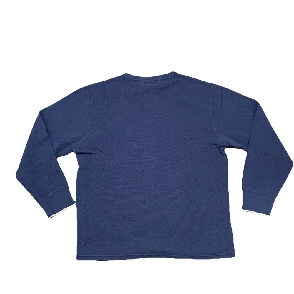 Polo Ralph Lauren Long Sleeve Waffle Knit Shirt Men's XL Blue 100% Cotton V-Neck
